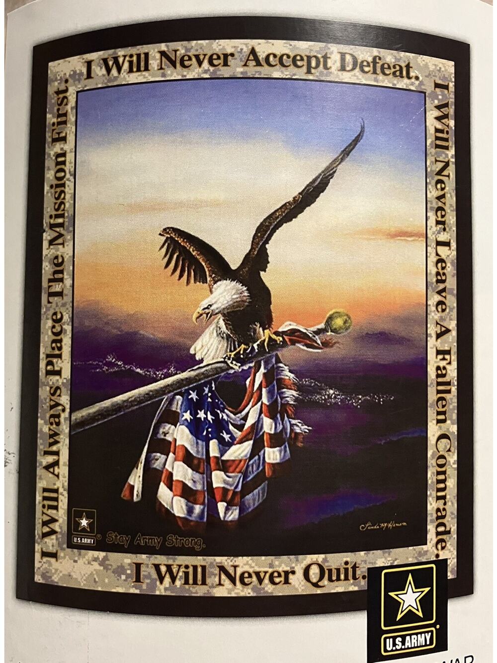 Army Warrior US Military Tapestry Throw Blanket Made in USA 50X60 J&A Marketing